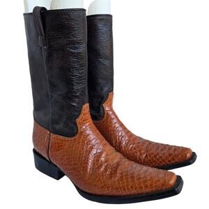Don Roberto Boots Mexican Leather Botas Brown Reptile Cowboy Point Toe 27.5 8.5